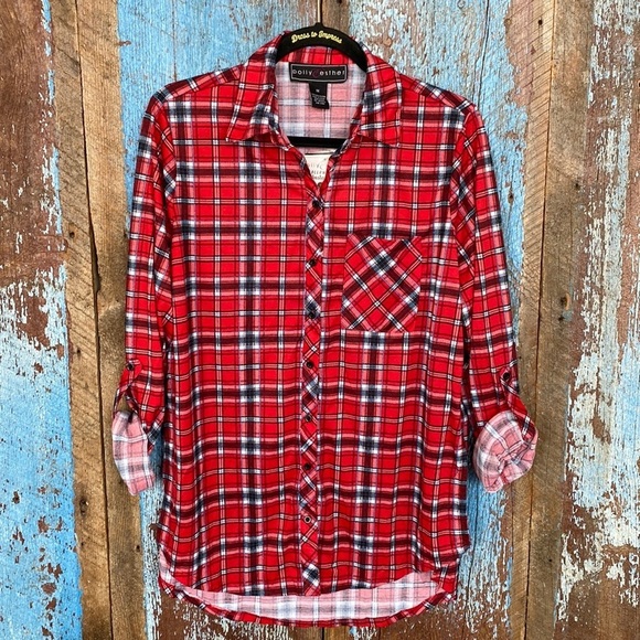 Polly & Ester Red Plaid Long Sleeve Shirt - Picture 1 of 5